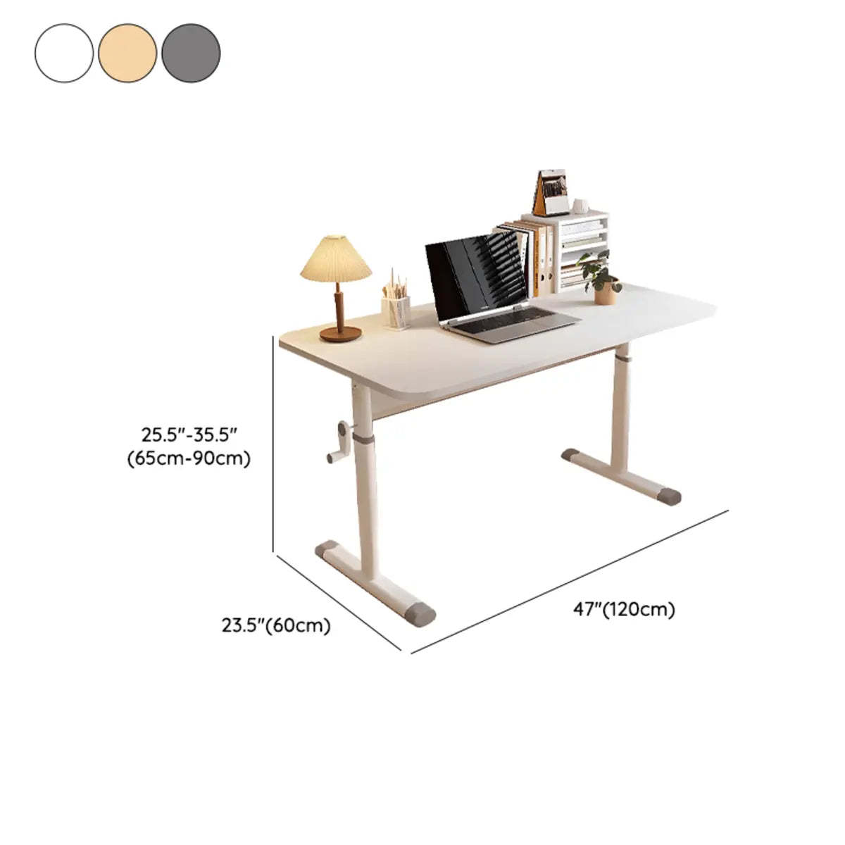 Adjustable White Wood T-Shape Writing Desk