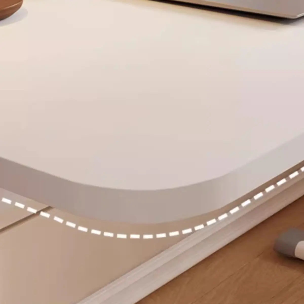 Adjustable White Wood T-Shape Writing Desk — Natural / Without Chairs