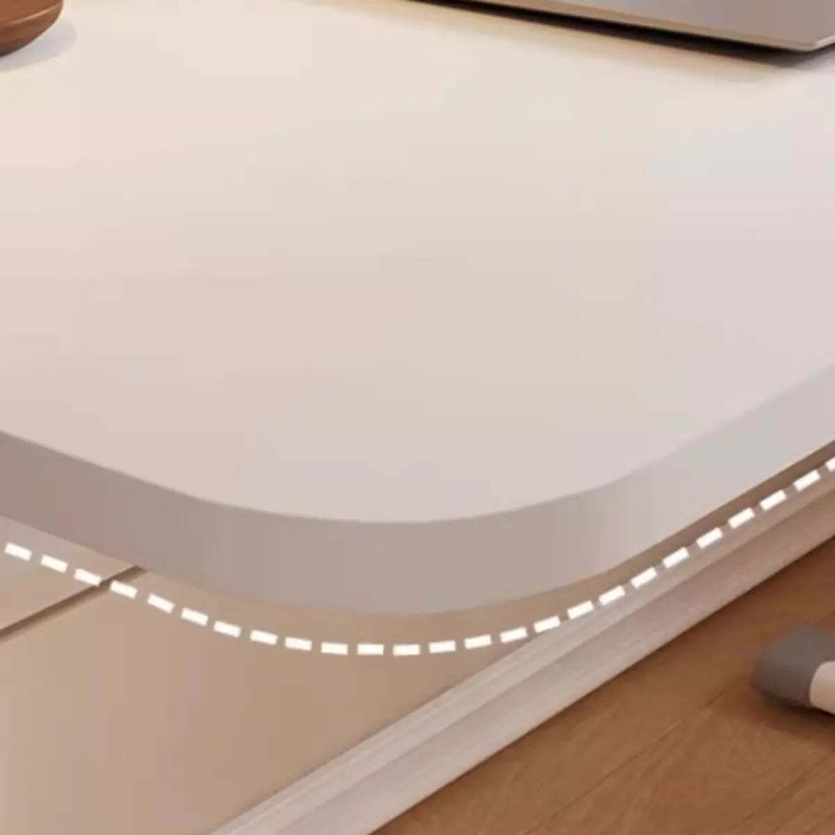 Adjustable White Wood T-Shape Writing Desk — Natural / Without Chairs