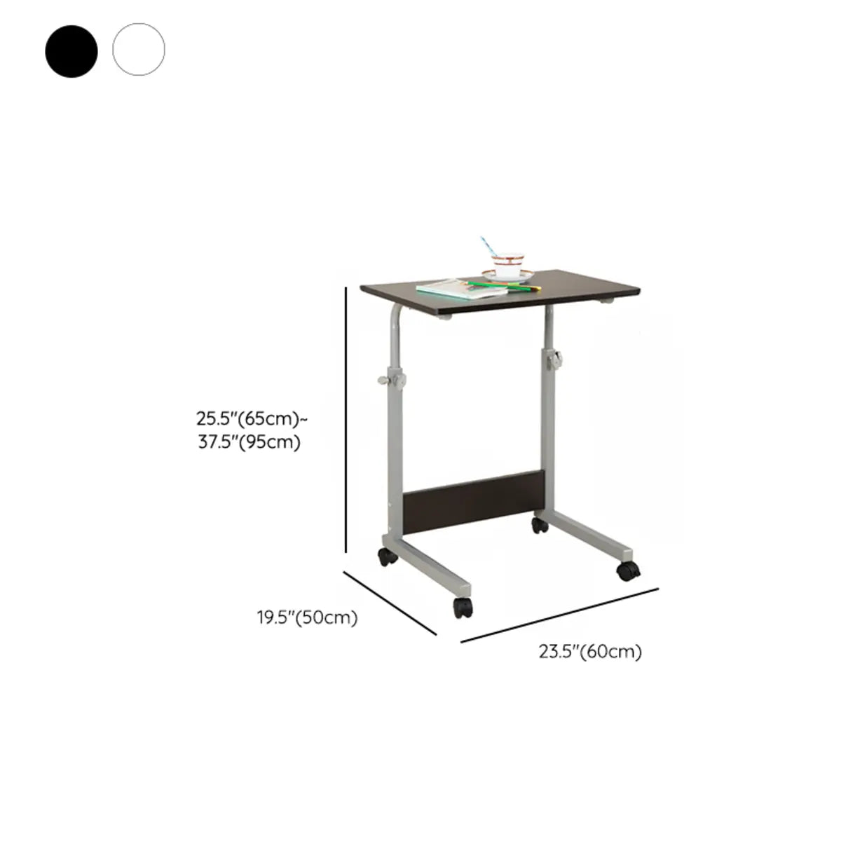 Adjustable White Mobile Wood Standing Desk