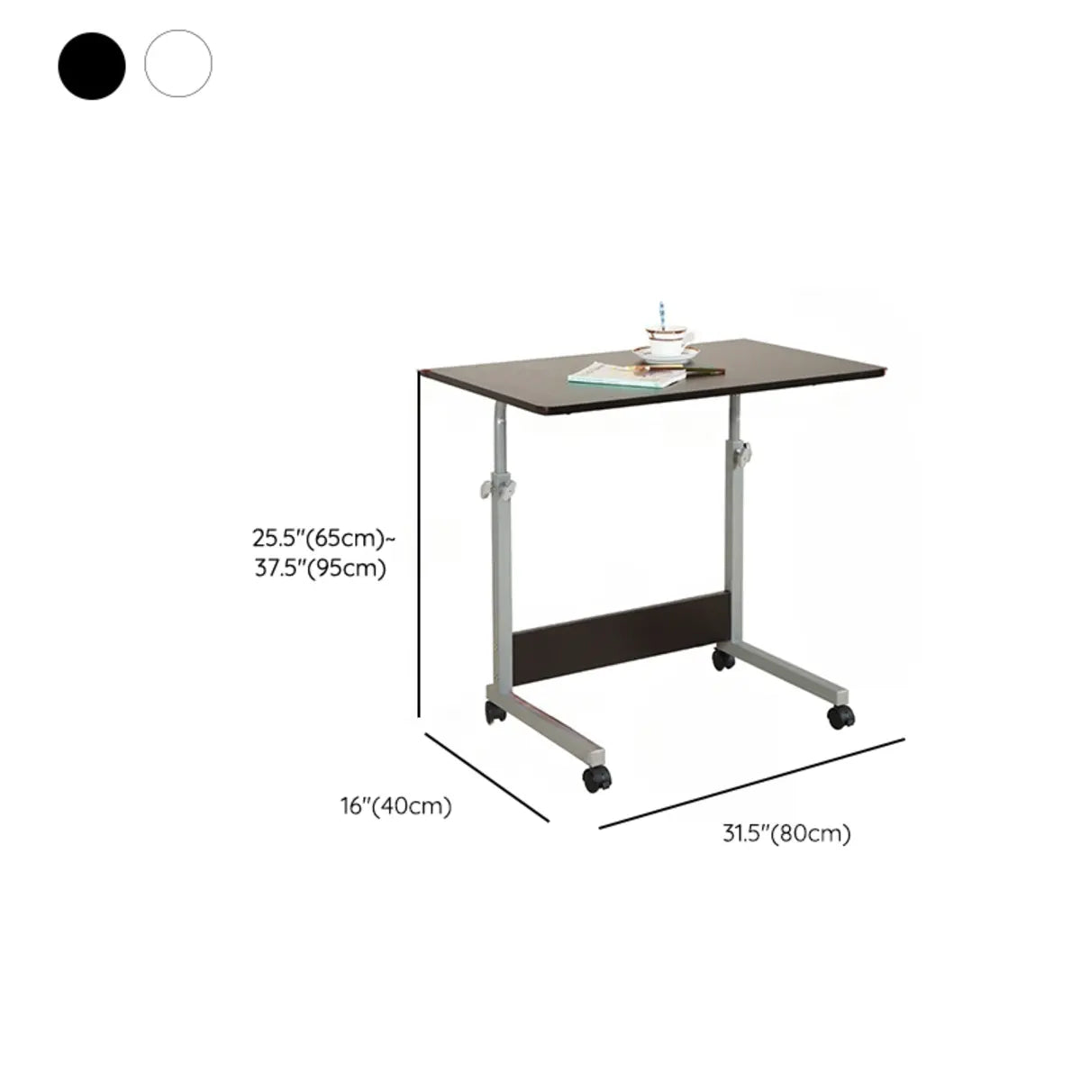 Adjustable White Mobile Wood Standing Desk