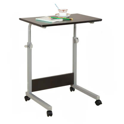 Adjustable White Mobile Wood Standing Desk — Black / Without Chairs