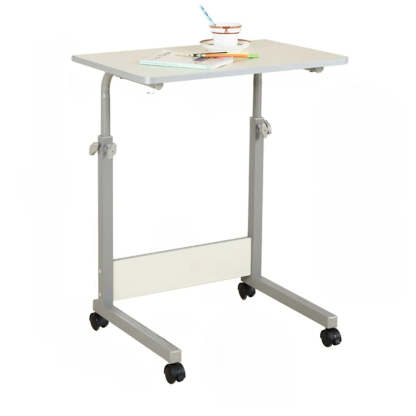 Adjustable White Mobile Wood Standing Desk — Black / Without Chairs