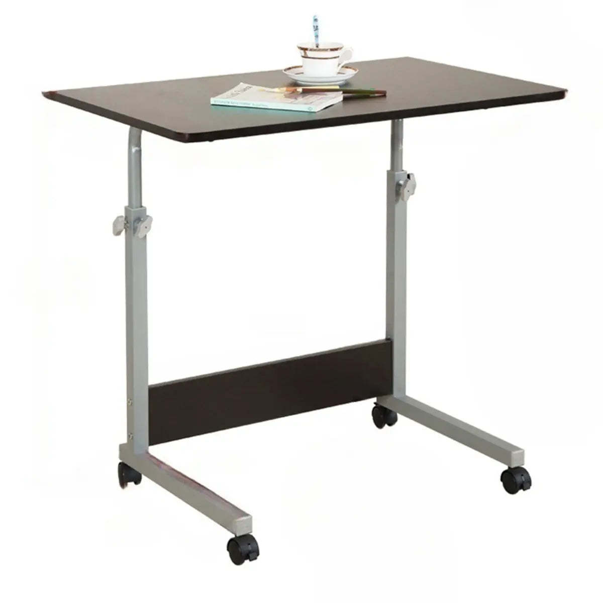 Adjustable White Mobile Wood Standing Desk — White / Without Chairs