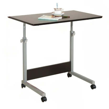Adjustable White Mobile Wood Standing Desk — White / Without Chairs