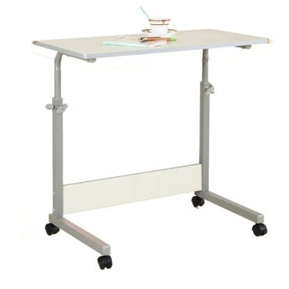 Adjustable White Mobile Wood Standing Desk — White / Without Chairs