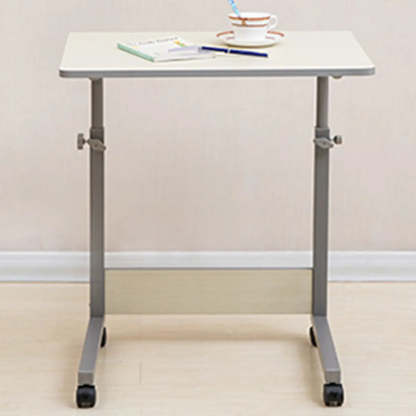 Adjustable White Mobile Wood Standing Desk — White / Without Chairs