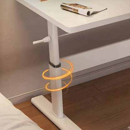 Adjustable White T-Shape Writing Desk — White-Black / Without Chairs