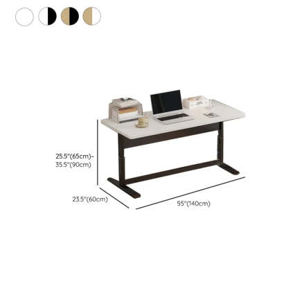 Adjustable White T-Shape Writing Desk — Wood-Black / Without Chairs