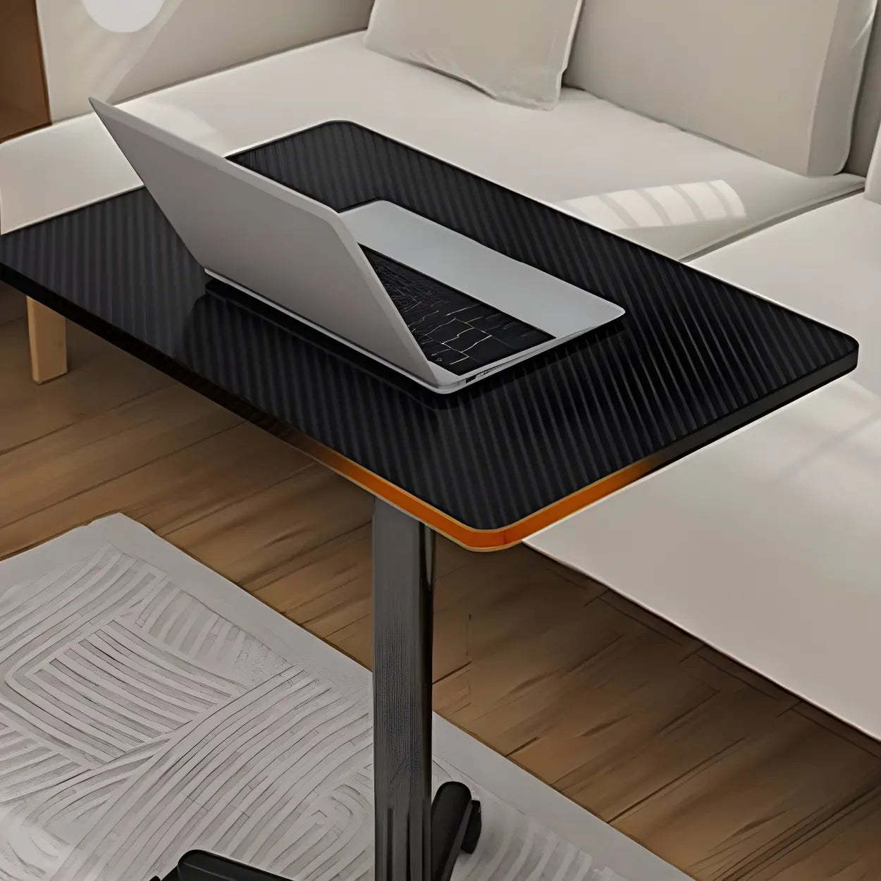 Adjustable White Square Small Standing Desk with Casters