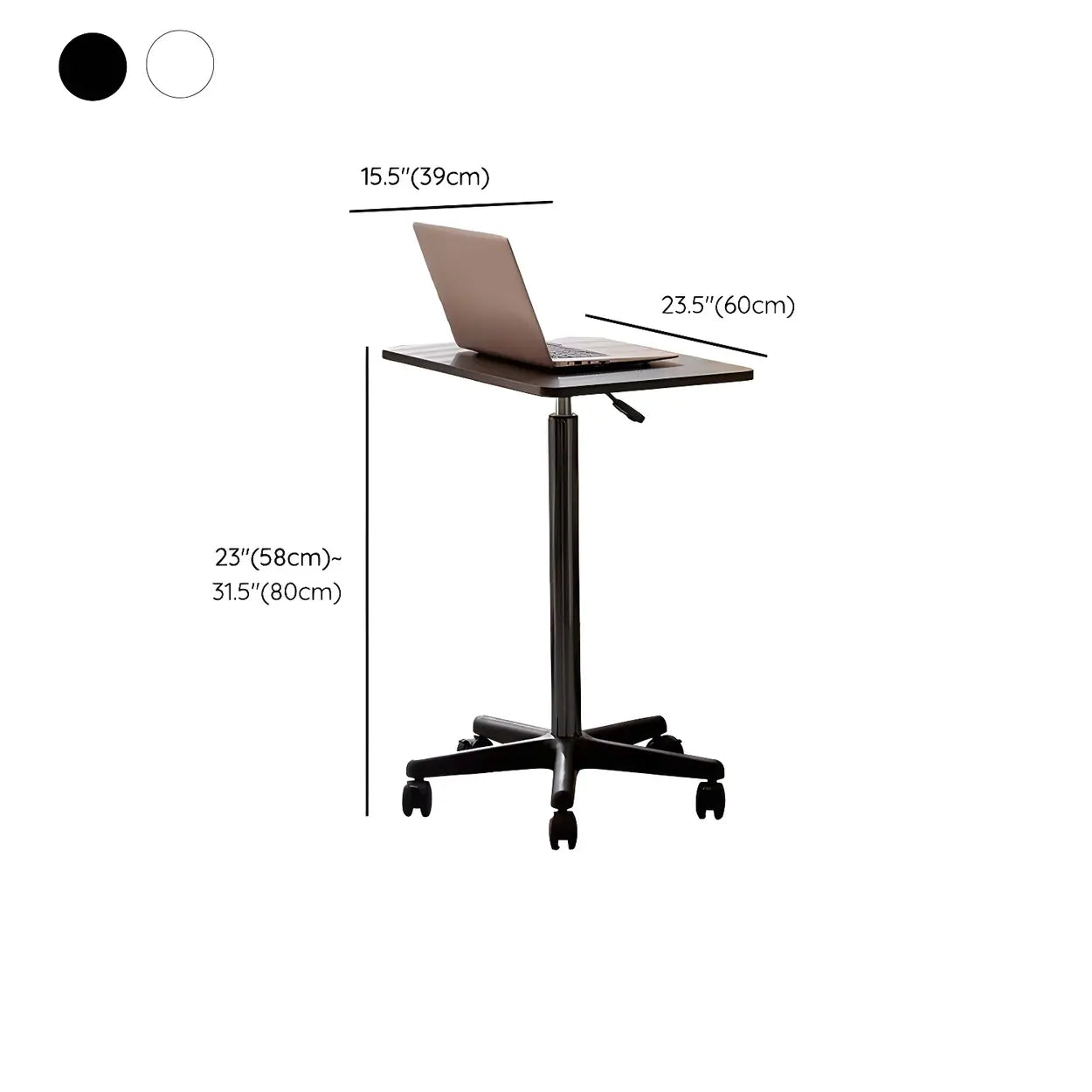 Adjustable White Square Small Standing Desk with Casters