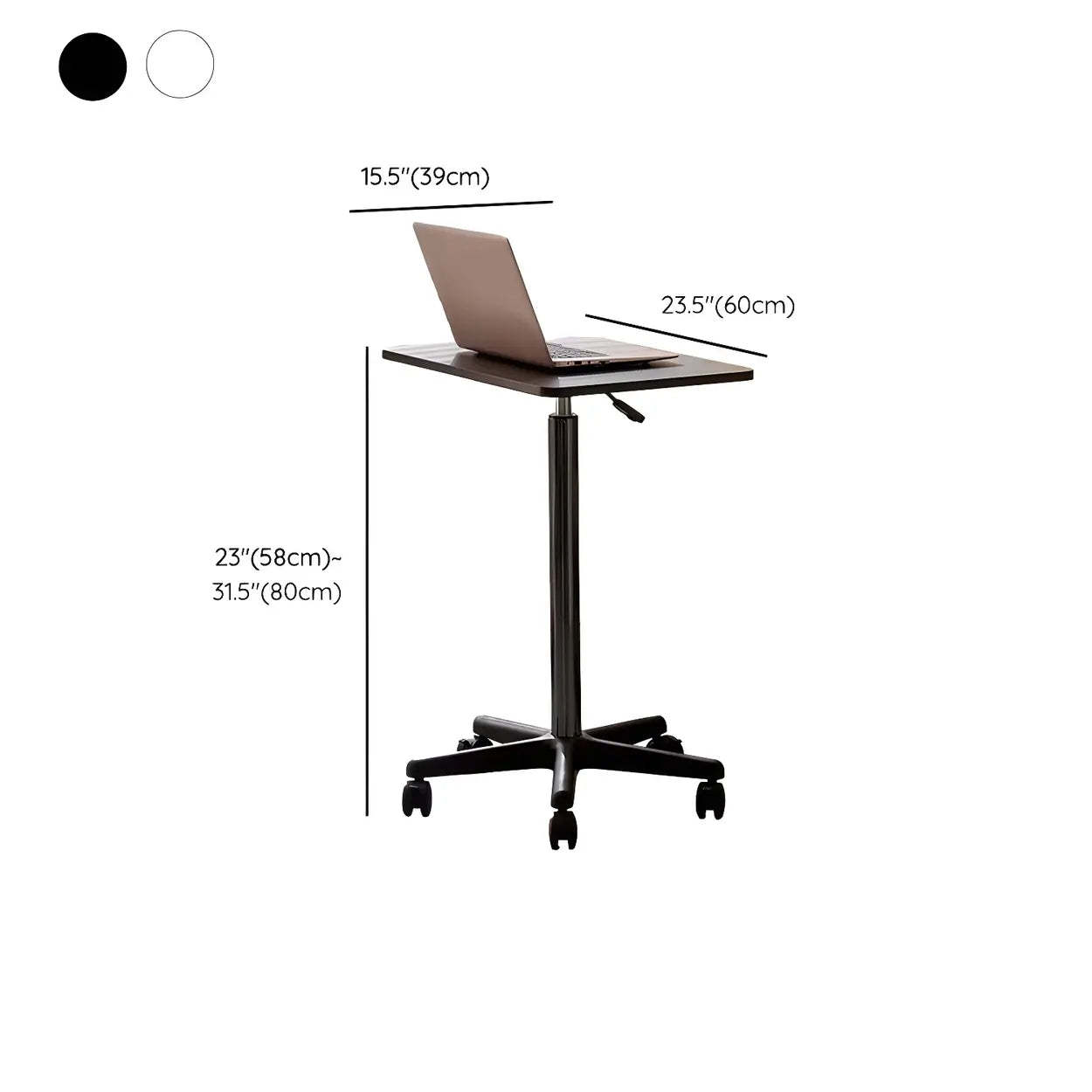 Adjustable White Square Small Standing Desk with Casters