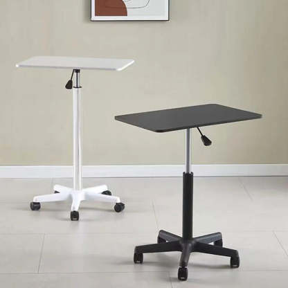 Adjustable White Square Small Standing Desk with Casters — White / Table Only