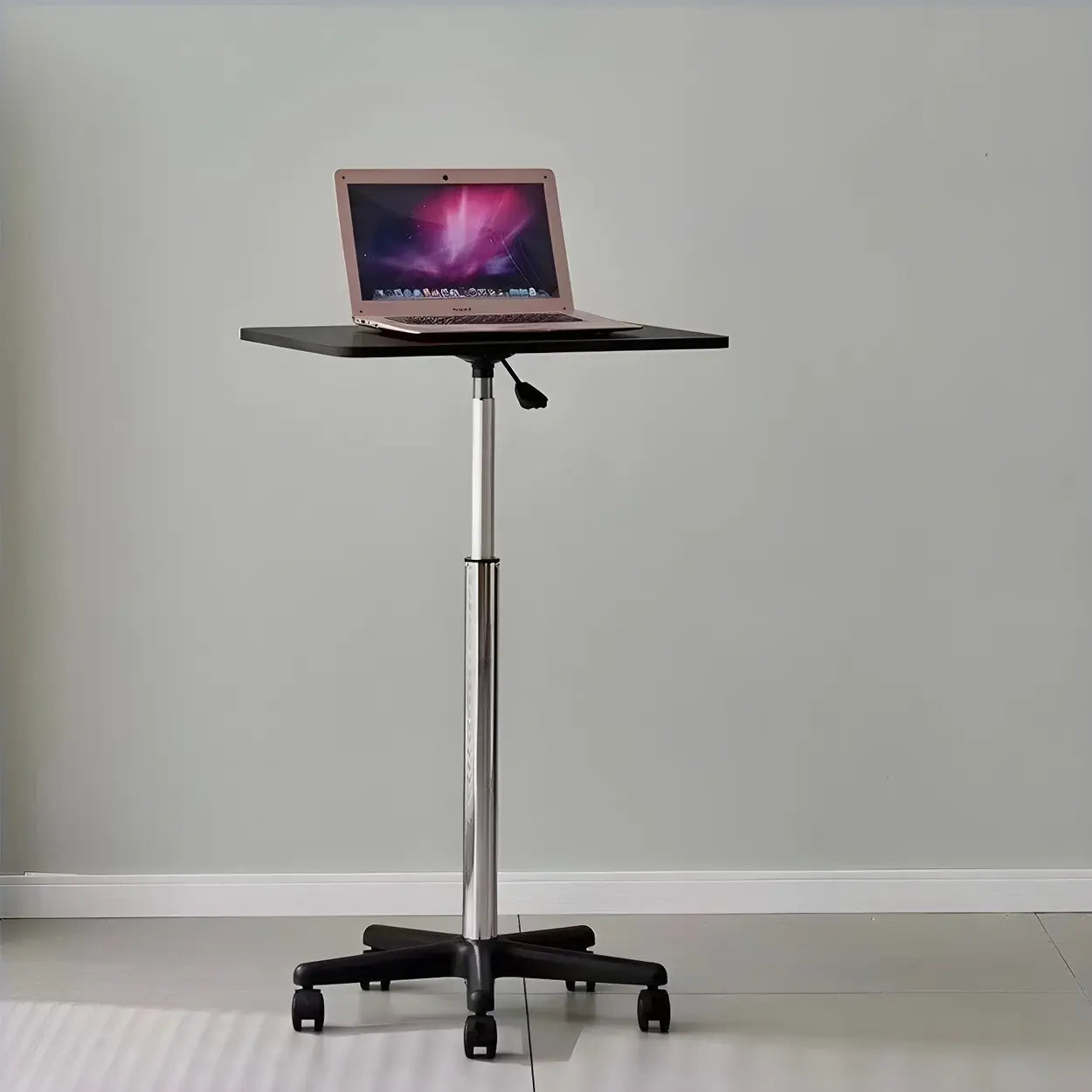 Adjustable White Square Small Standing Desk with Casters