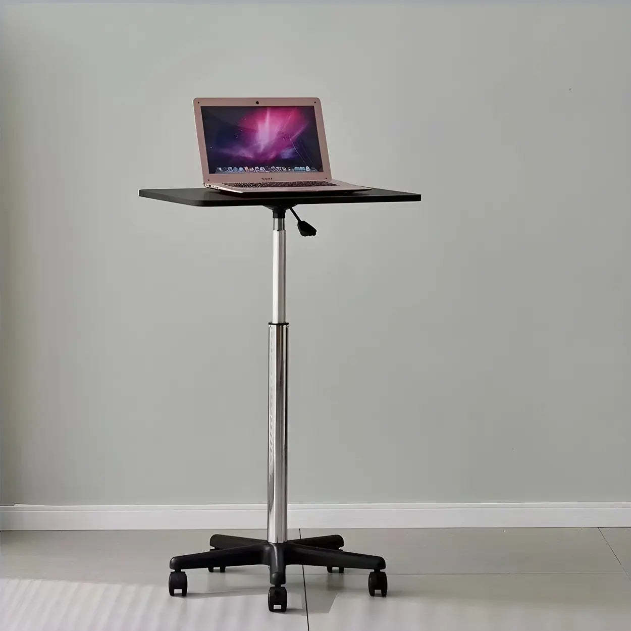 Adjustable White Square Small Standing Desk with Casters