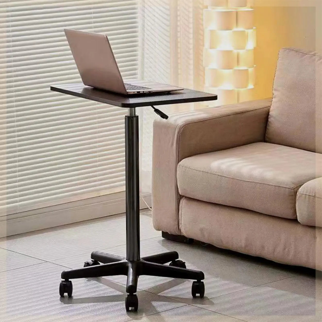 Adjustable White Square Small Standing Desk with Casters