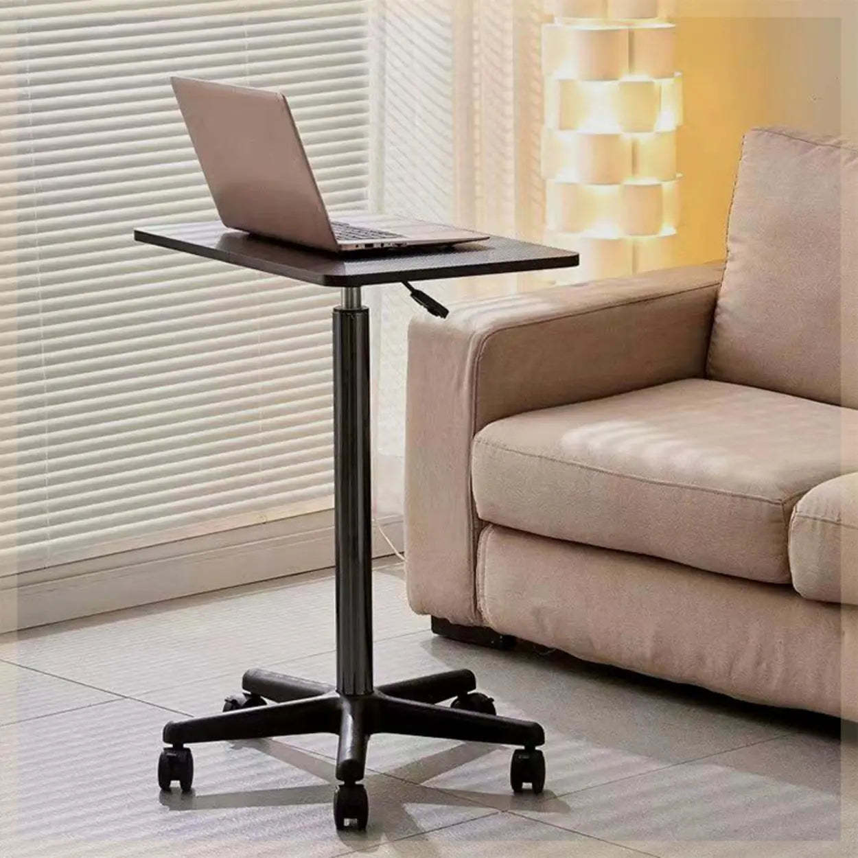 Adjustable White Square Small Standing Desk with Casters