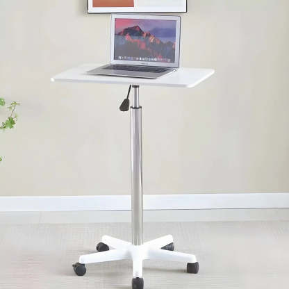 Adjustable White Square Small Standing Desk with Casters