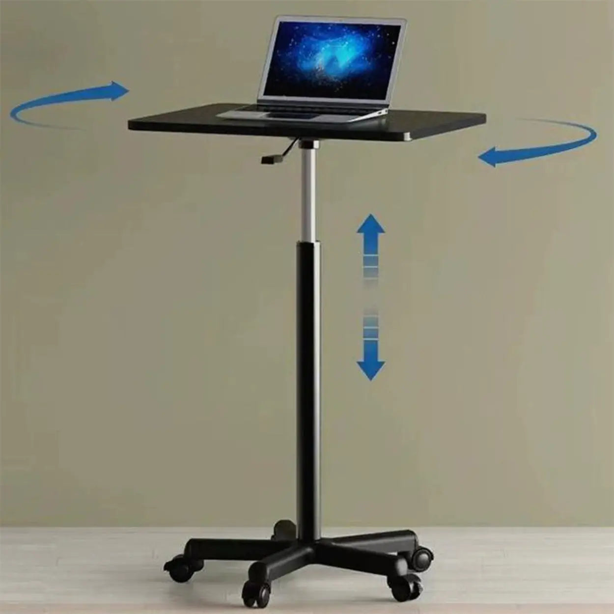 Adjustable White Square Small Standing Desk with Casters