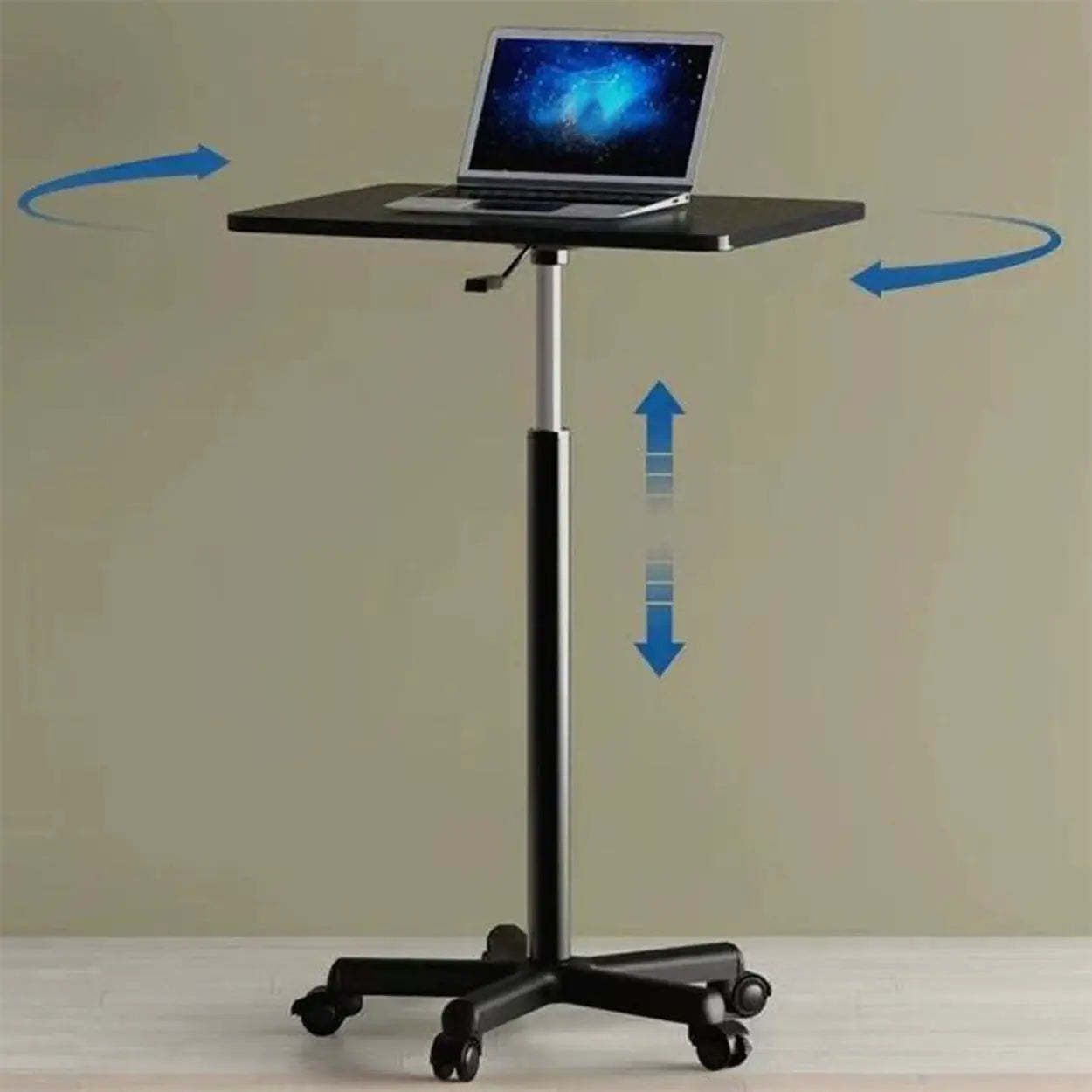 Adjustable White Square Small Standing Desk with Casters