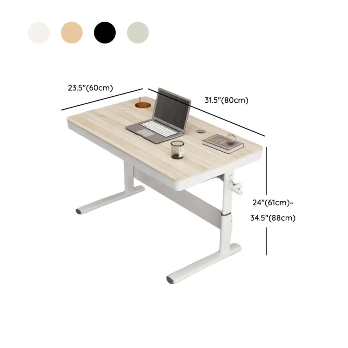 Adjustable White Wood Glass T-Shape Standing Desk