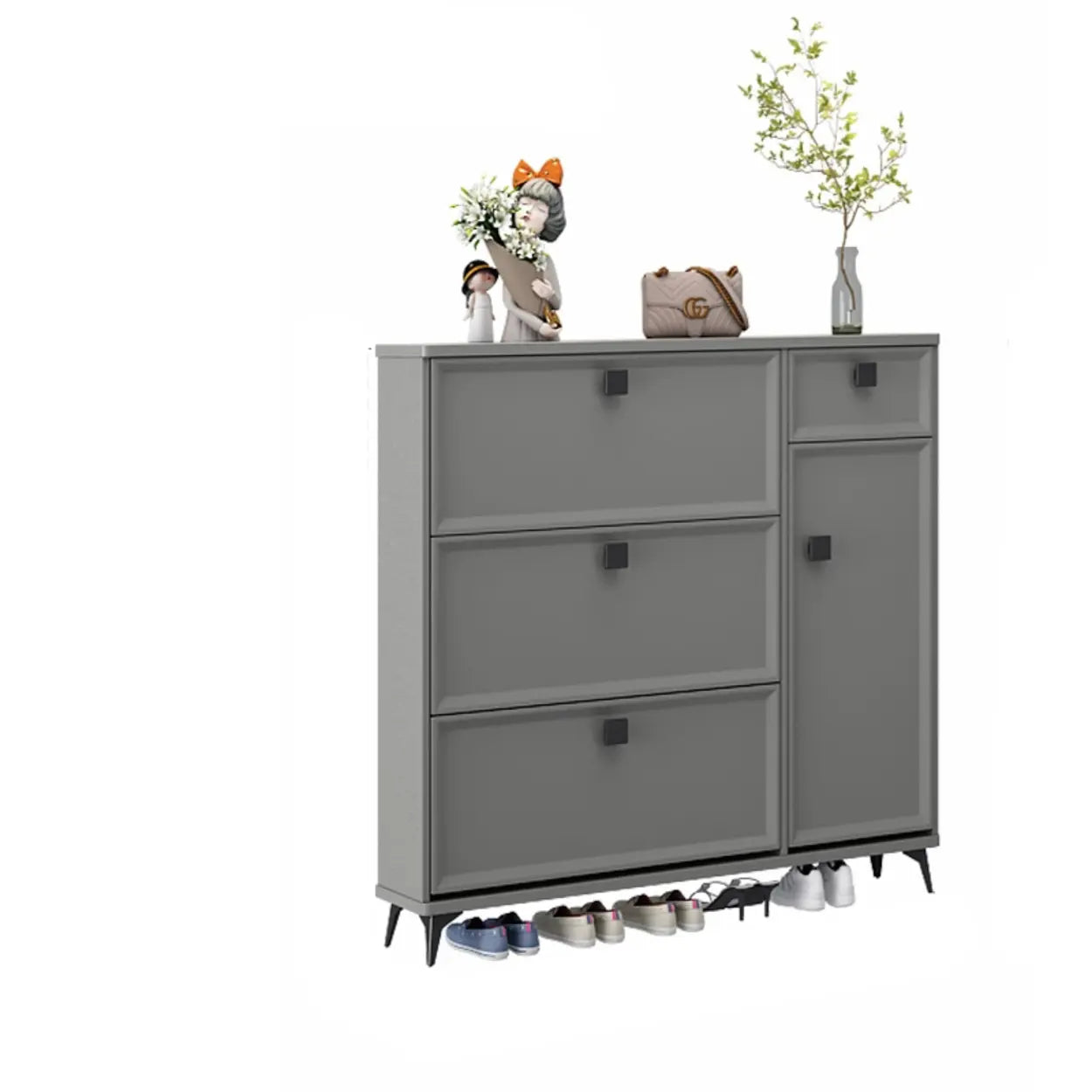 Adjustable Drop-Front Shoe Cabinet — Green