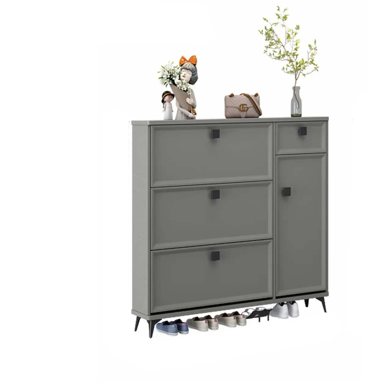 Adjustable Drop-Front Shoe Cabinet — Green