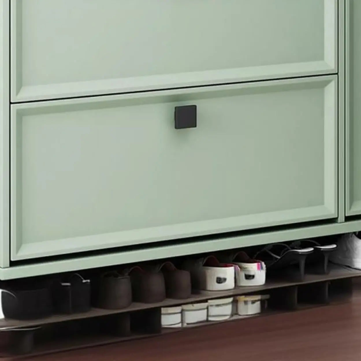 Adjustable Drop-Front Shoe Cabinet — Grey