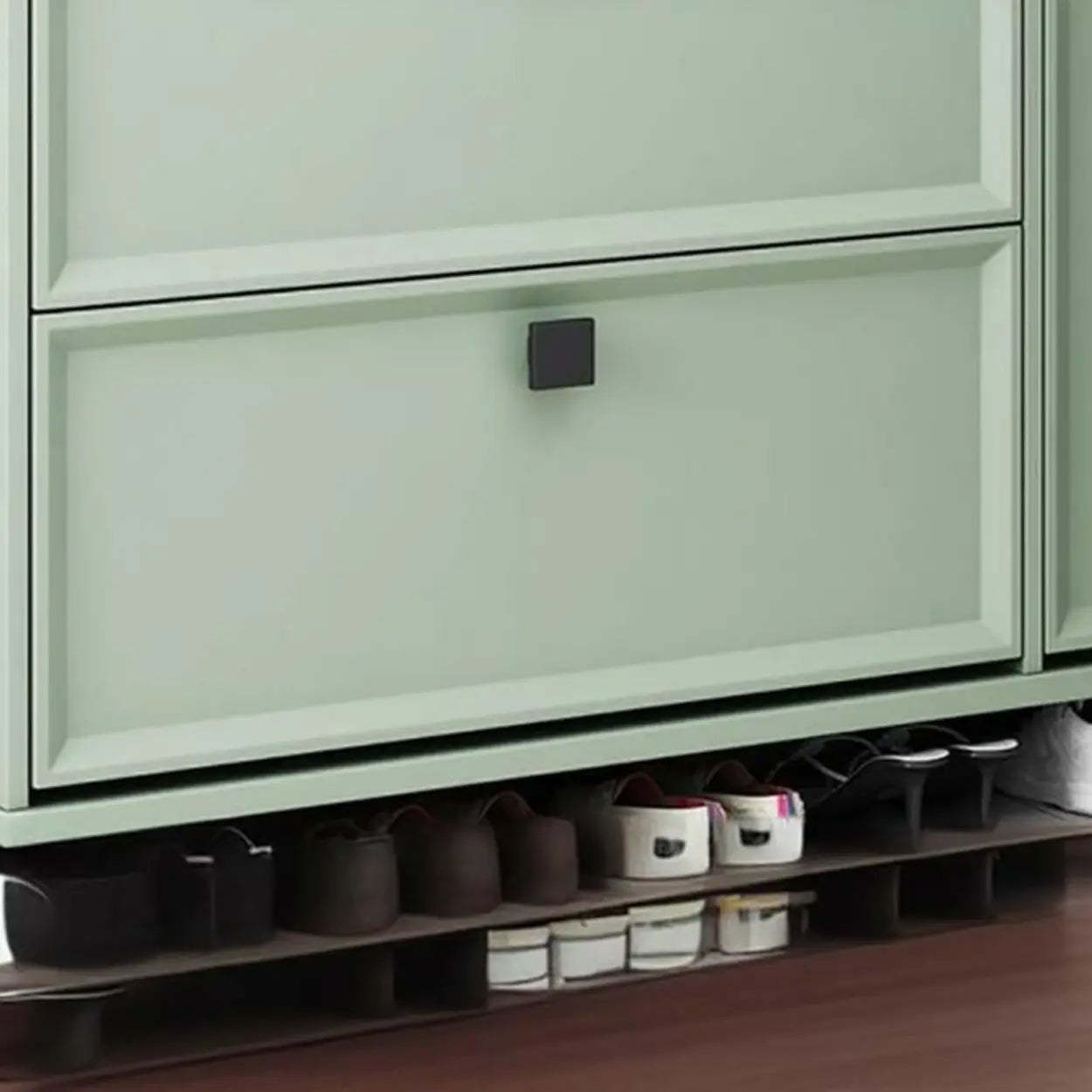 Adjustable Drop-Front Shoe Cabinet — Grey