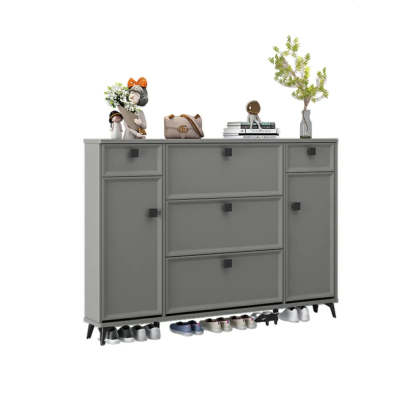 Adjustable Drop-Front Shoe Cabinet — Grey