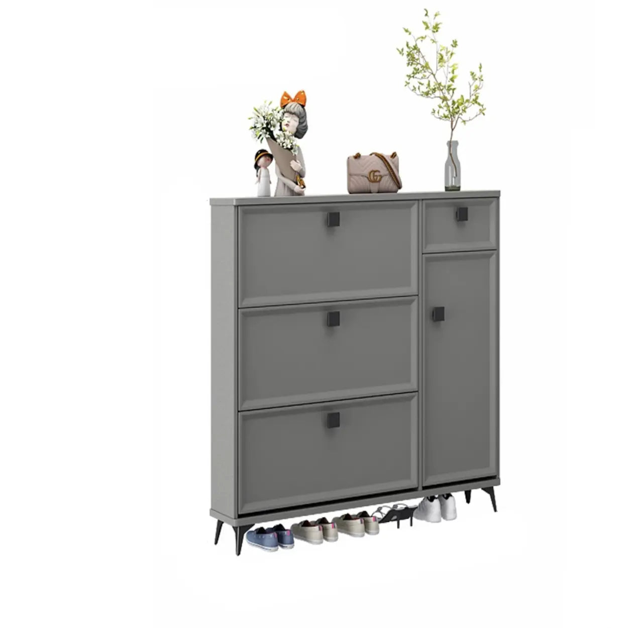 Adjustable Drop-Front Shoe Cabinet — Green