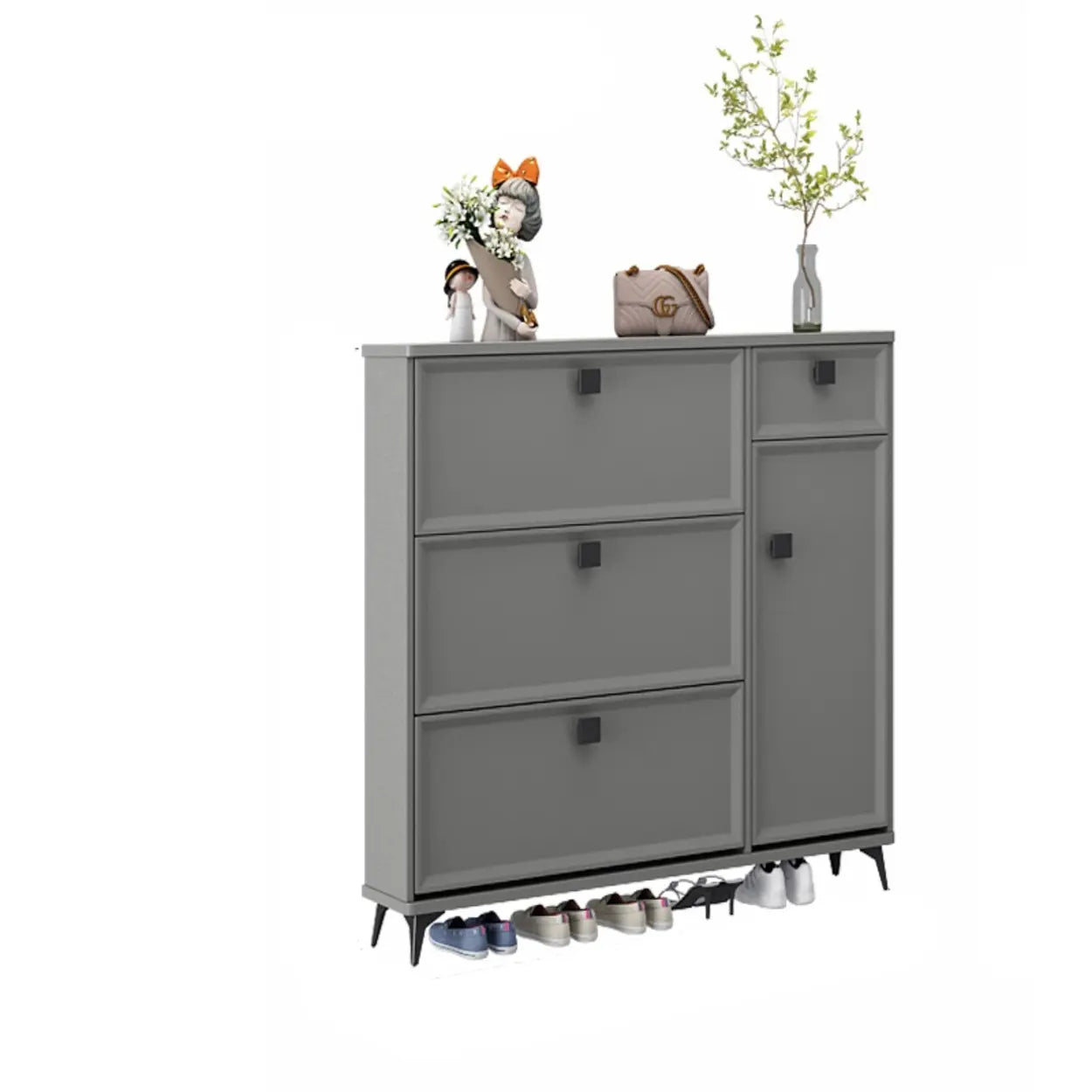 Adjustable Drop-Front Shoe Cabinet — Green
