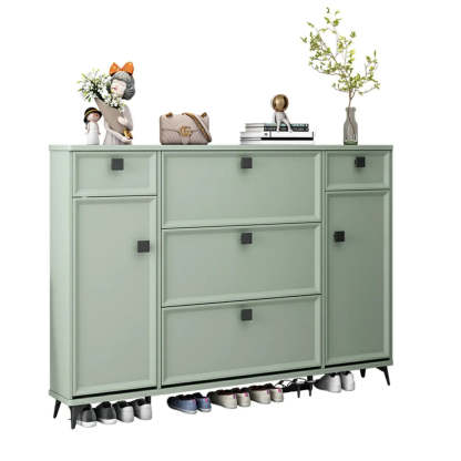 Adjustable Drop-Front Shoe Cabinet — Green