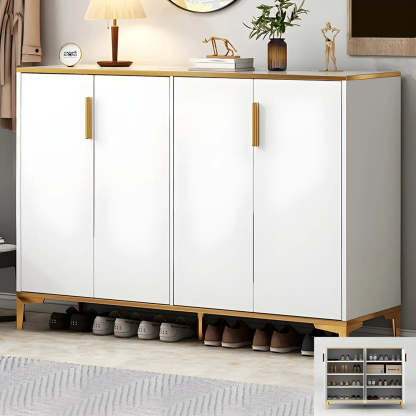 Adjustable Gray Wood Hallway Large Shoe Storage — Gray-White