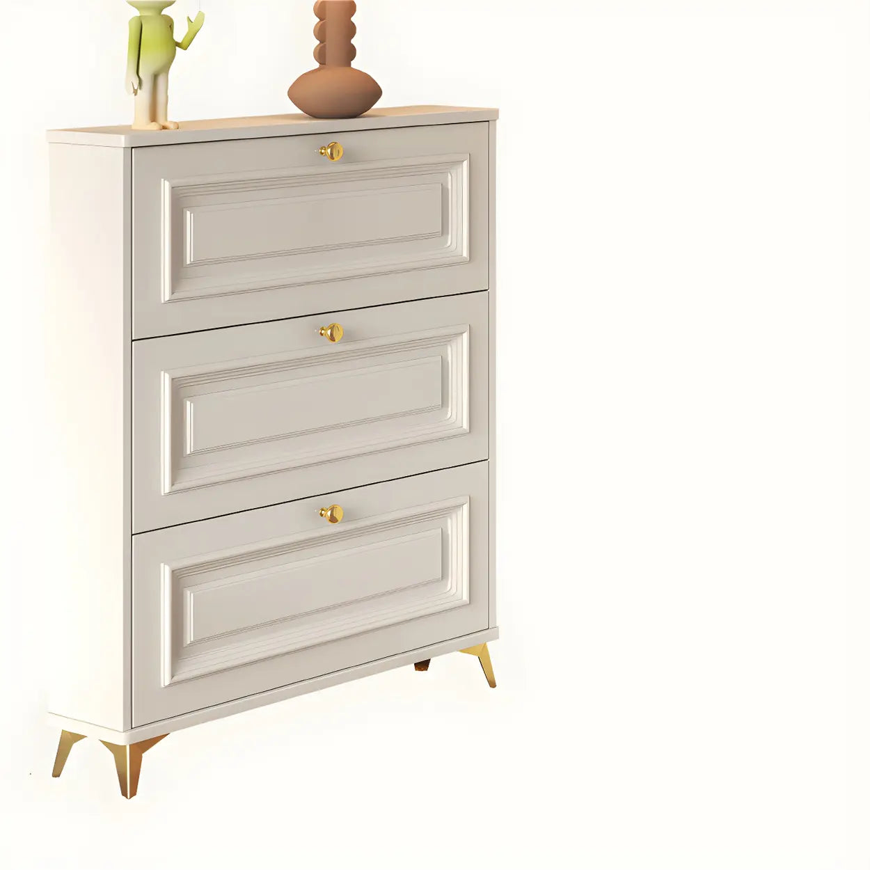 Wood Hallway Drop-Front Shoe Cabinet