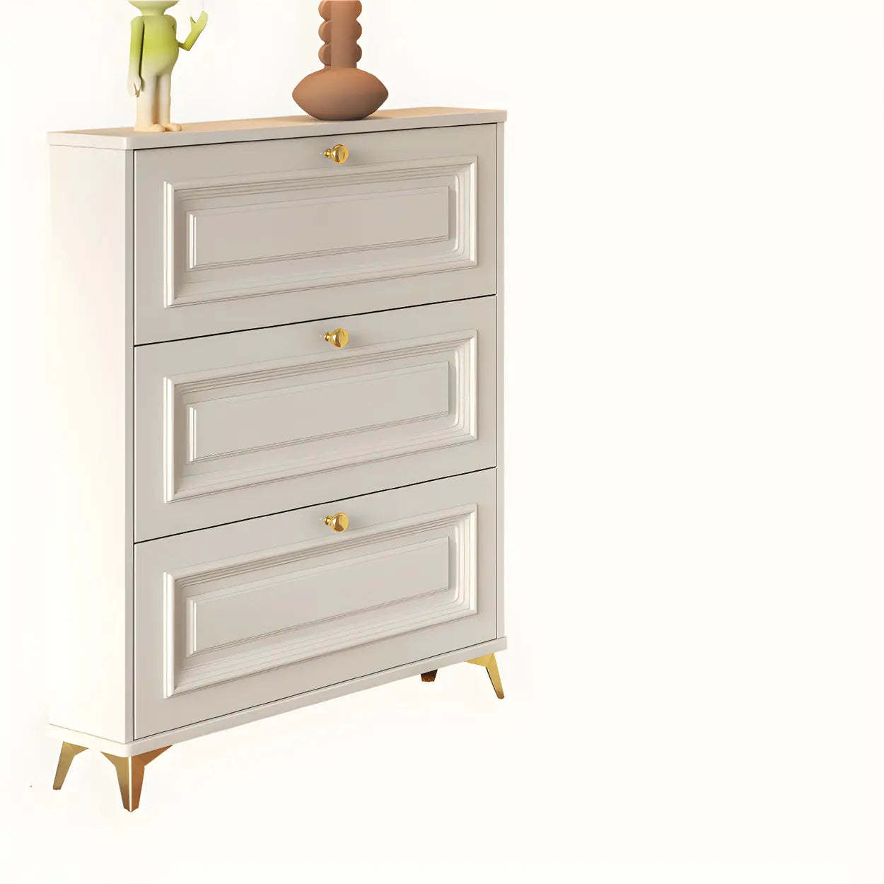Wood Hallway Drop-Front Shoe Cabinet