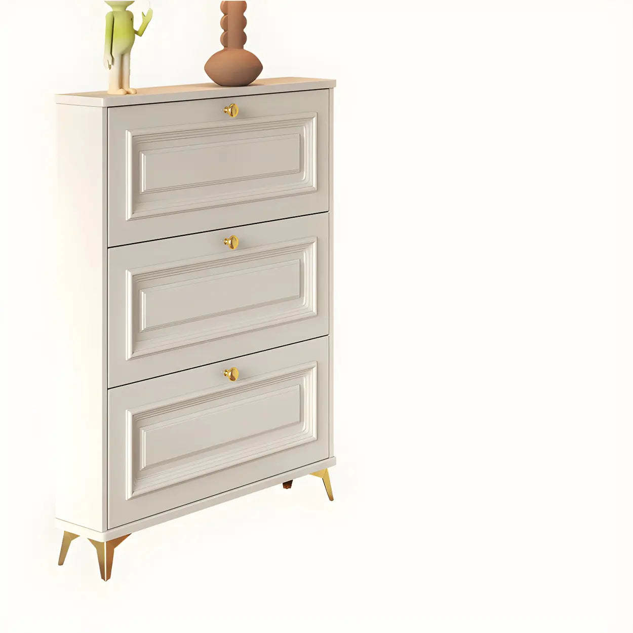 Wood Hallway Drop-Front Shoe Cabinet