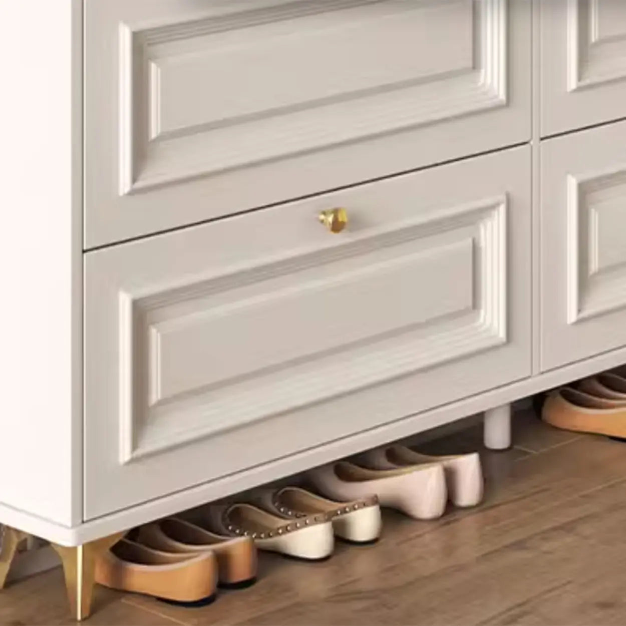 Wood Hallway Drop-Front Shoe Cabinet