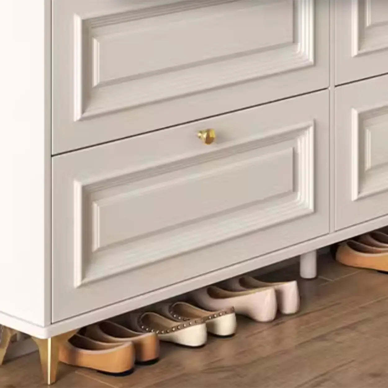 Wood Hallway Drop-Front Shoe Cabinet
