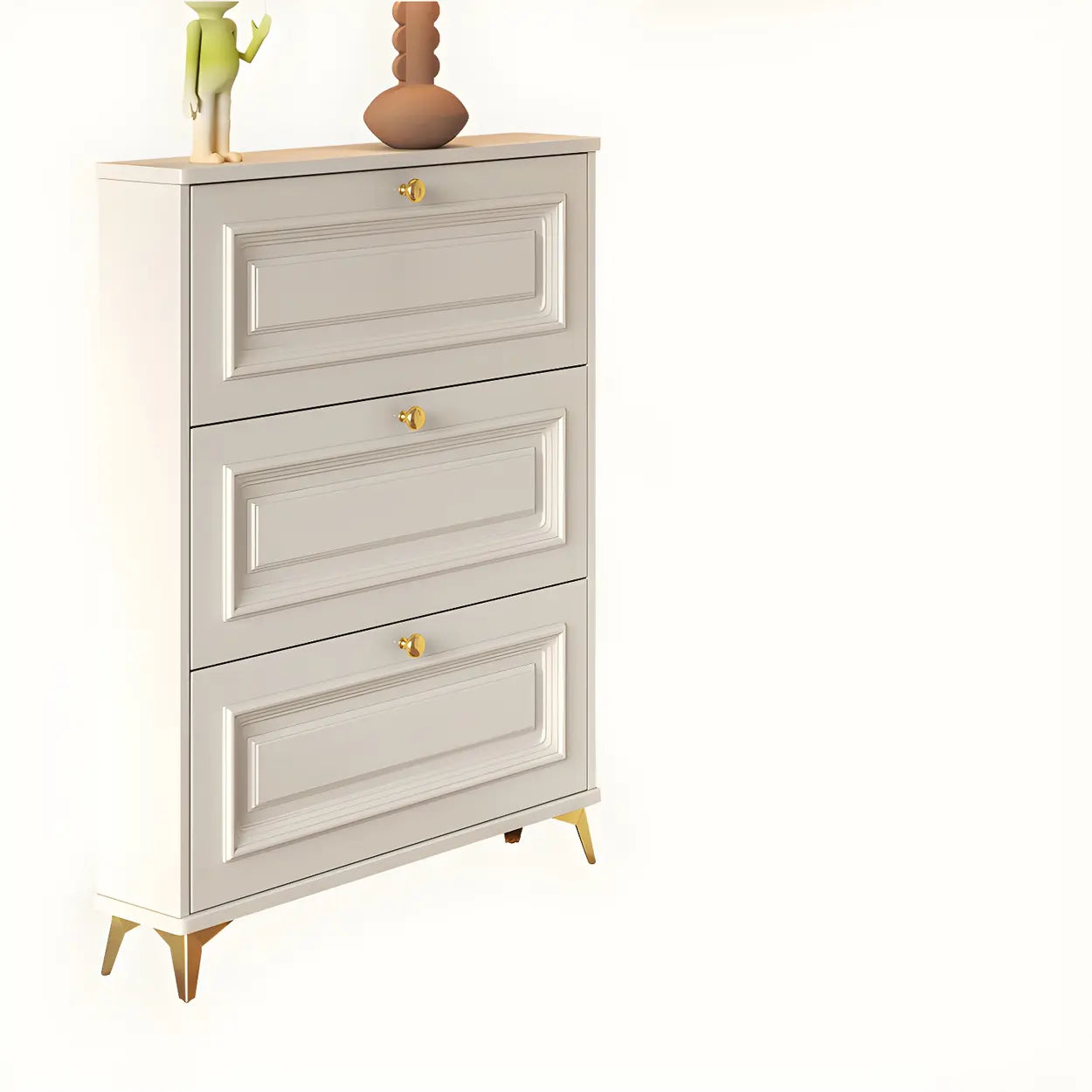 Wood Hallway Drop-Front Shoe Cabinet