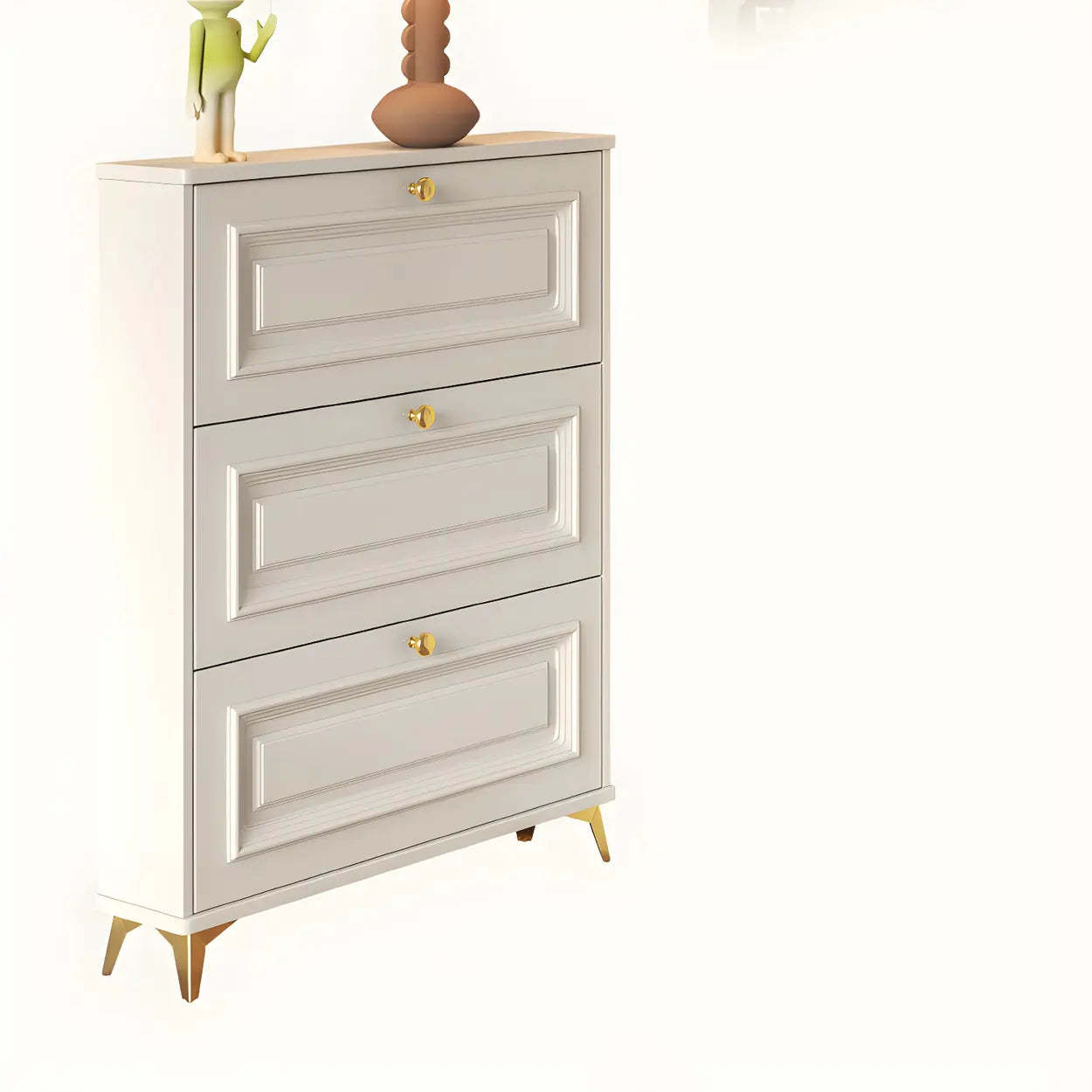 Wood Hallway Drop-Front Shoe Cabinet