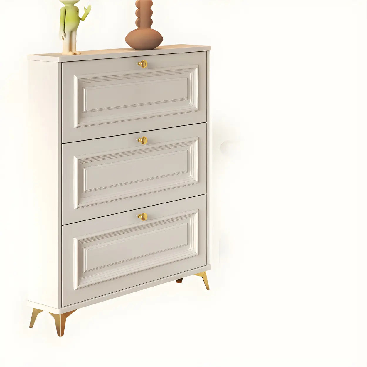 Wood Hallway Drop-Front Shoe Cabinet
