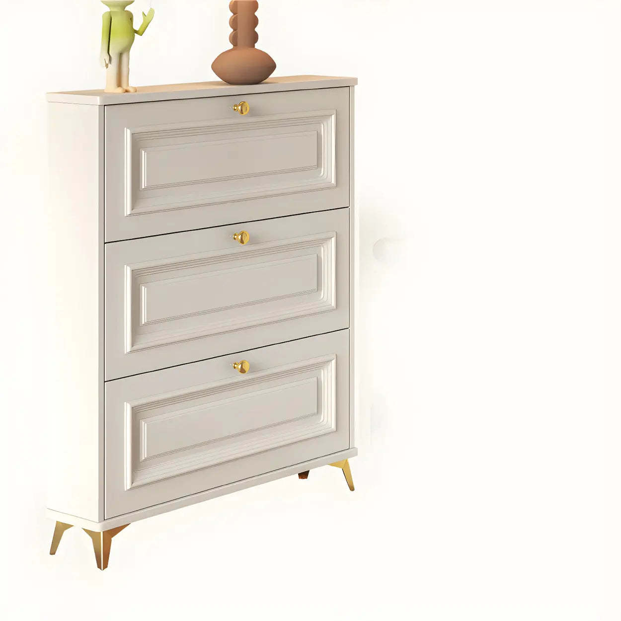 Wood Hallway Drop-Front Shoe Cabinet