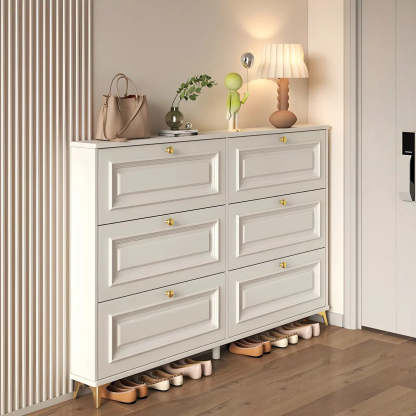 Wood Hallway Drop-Front Shoe Cabinet