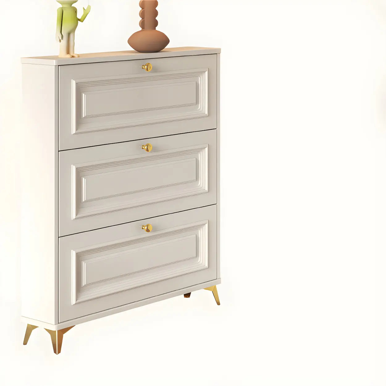 Wood Hallway Drop-Front Shoe Cabinet