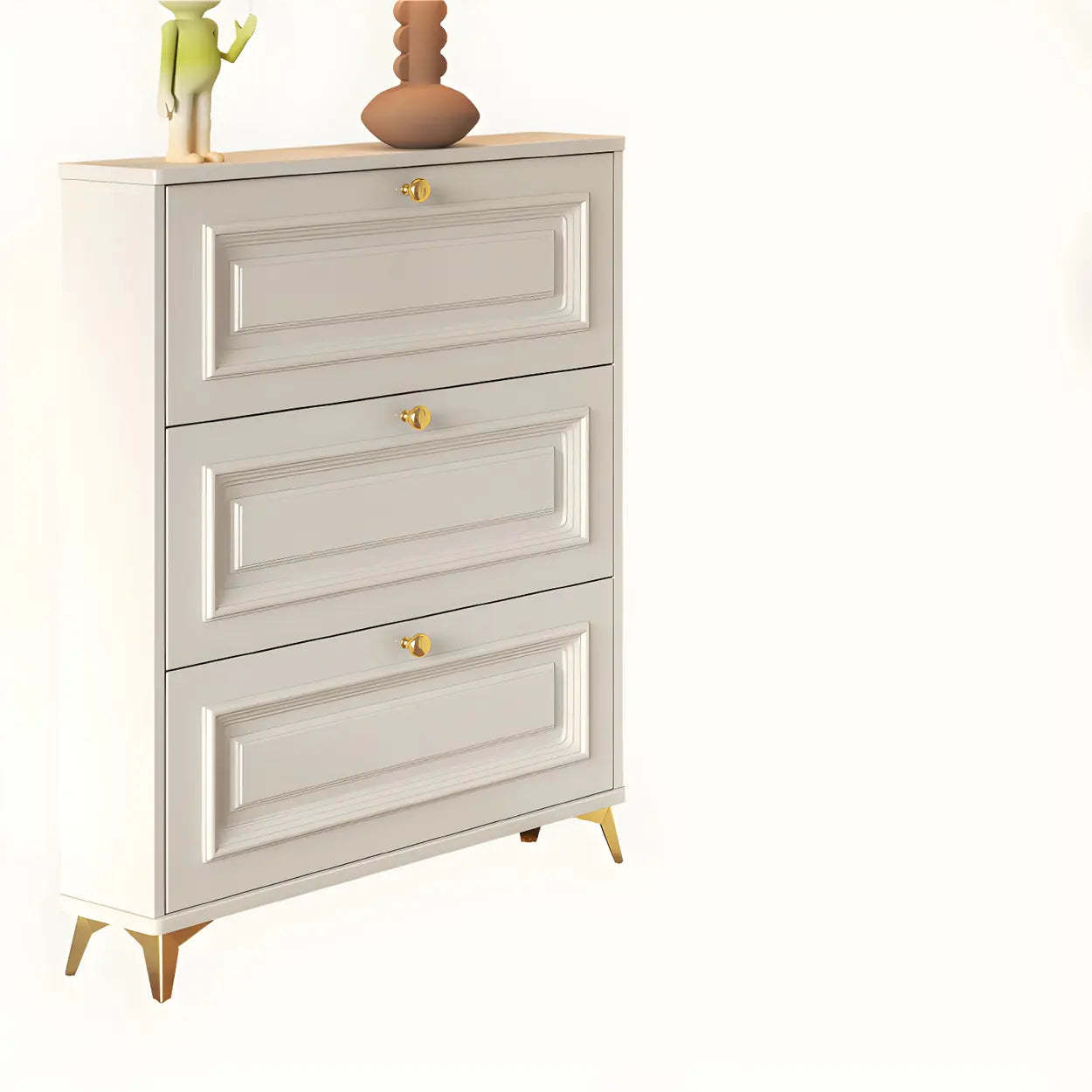 Wood Hallway Drop-Front Shoe Cabinet
