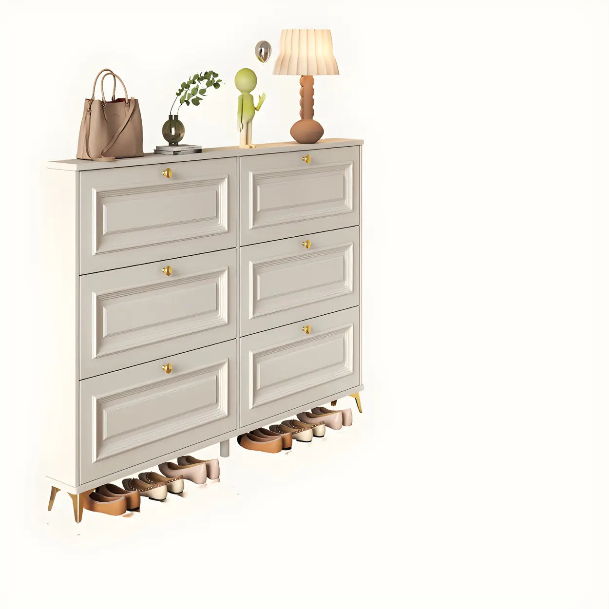 Wood Hallway Drop-Front Shoe Cabinet