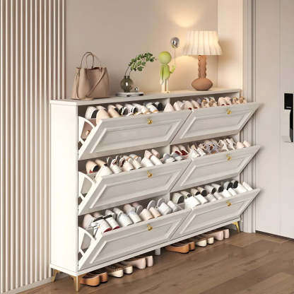 Wood Hallway Drop-Front Shoe Cabinet