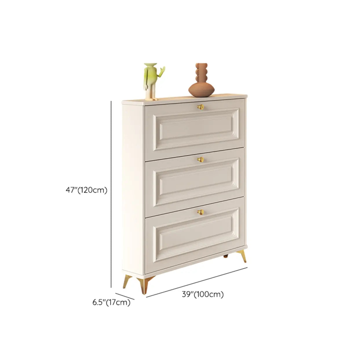 Wood Hallway Drop-Front Shoe Cabinet