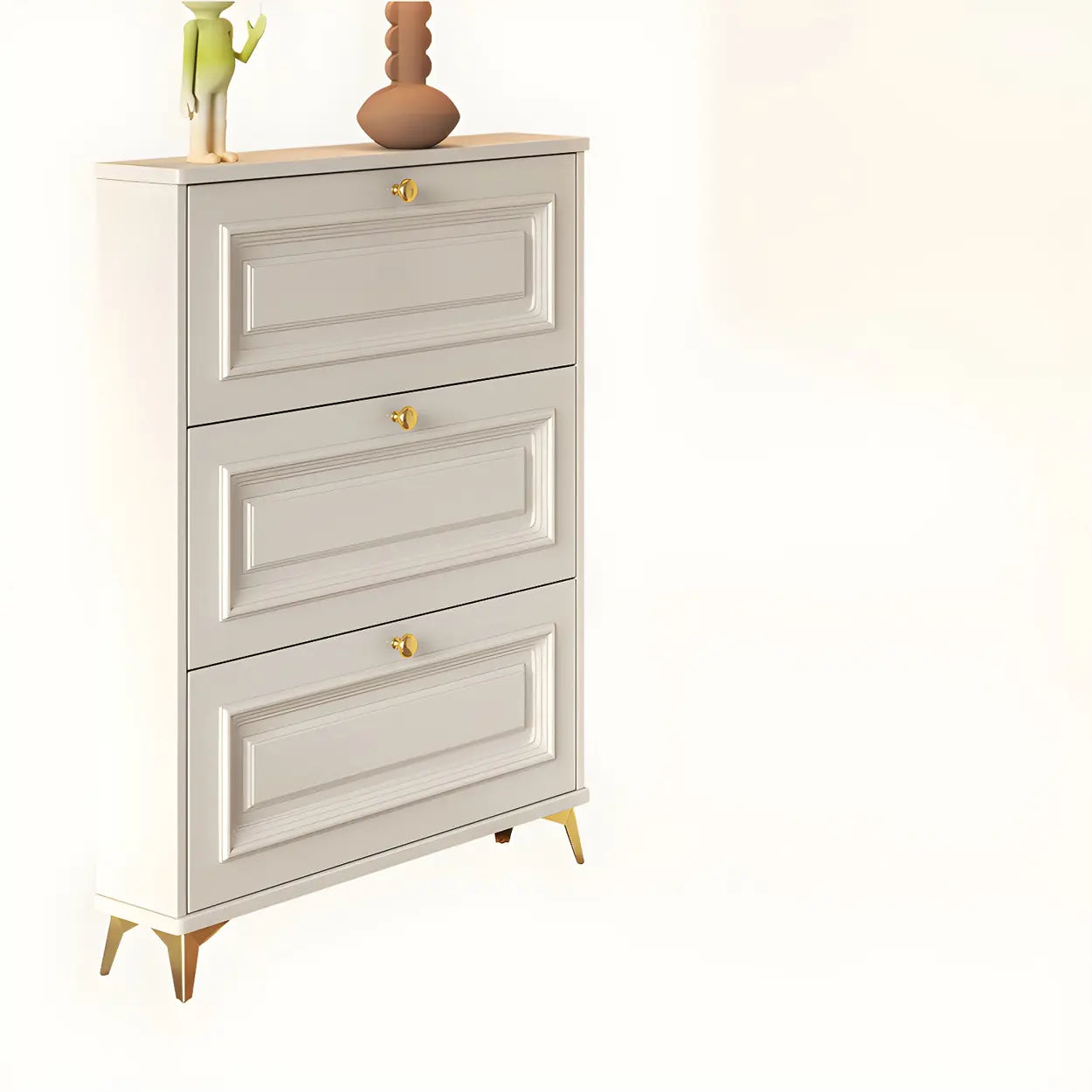 Wood Hallway Drop-Front Shoe Cabinet